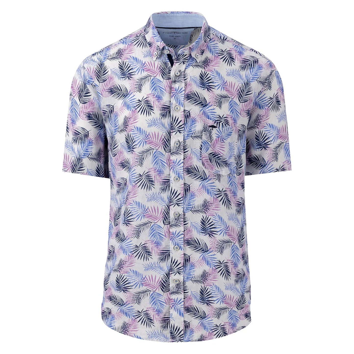 Fynch-Hatton Men's Short Sleeve Shirt Leaf Print - Lavender