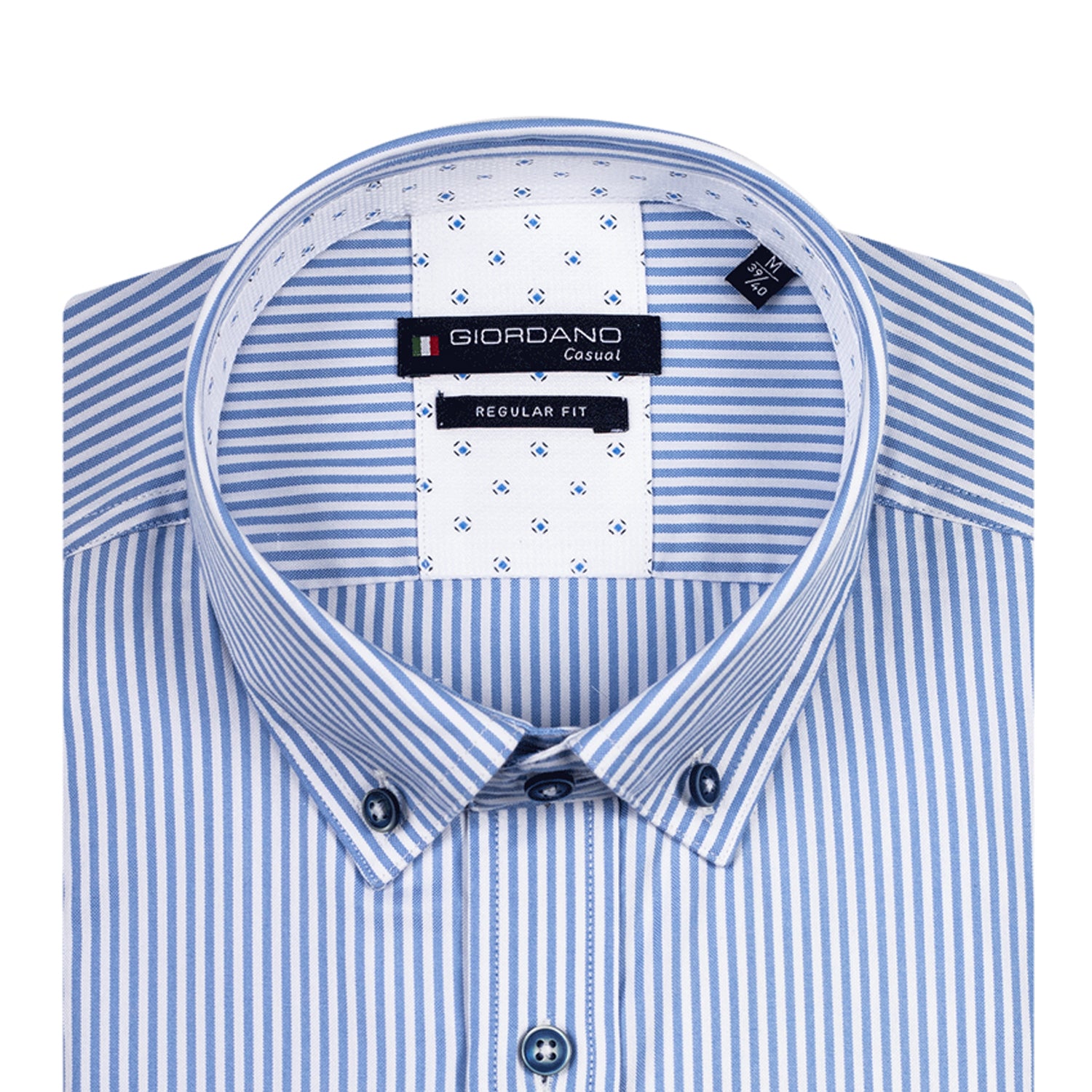 Giordano Men's Oxford Regular Fit Shirt - Jeans Blue Stripe