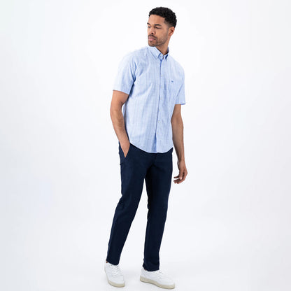Fynch-Hatton Men's Short Sleeve Shirt Blue Stripe
