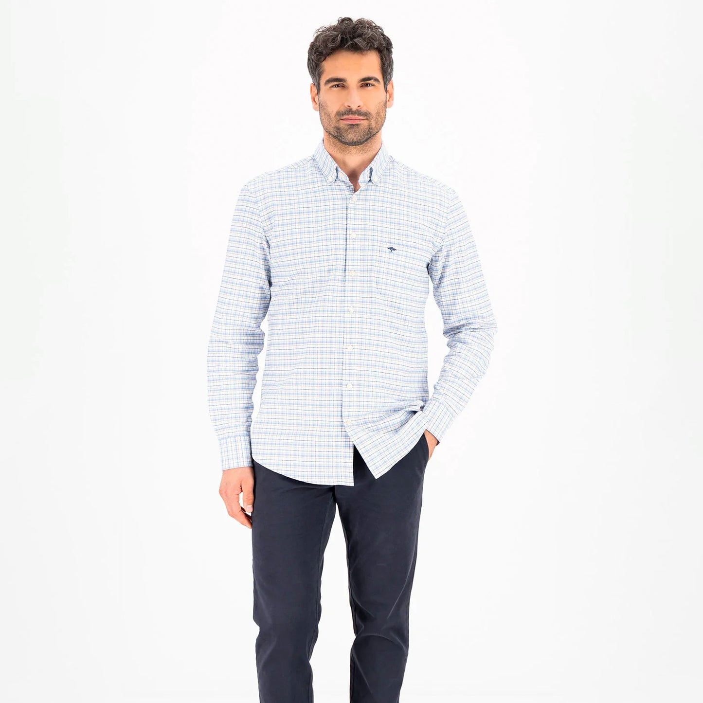 Fynch-Hatton Men's Oxford Check Long Sleeve Shirt – Summer Breeze Edition