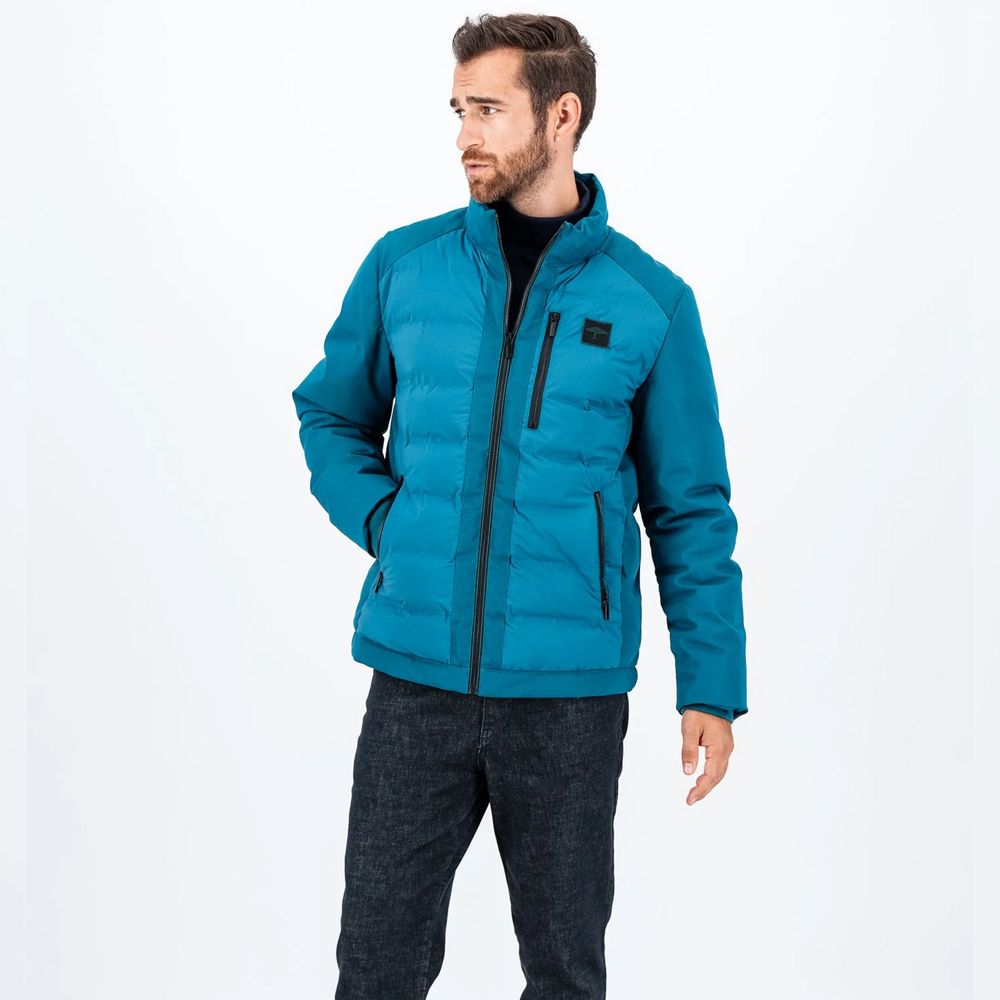 Fynch-Hatton Dark Teal Soft Zip Up Jacket with Practical Pockets