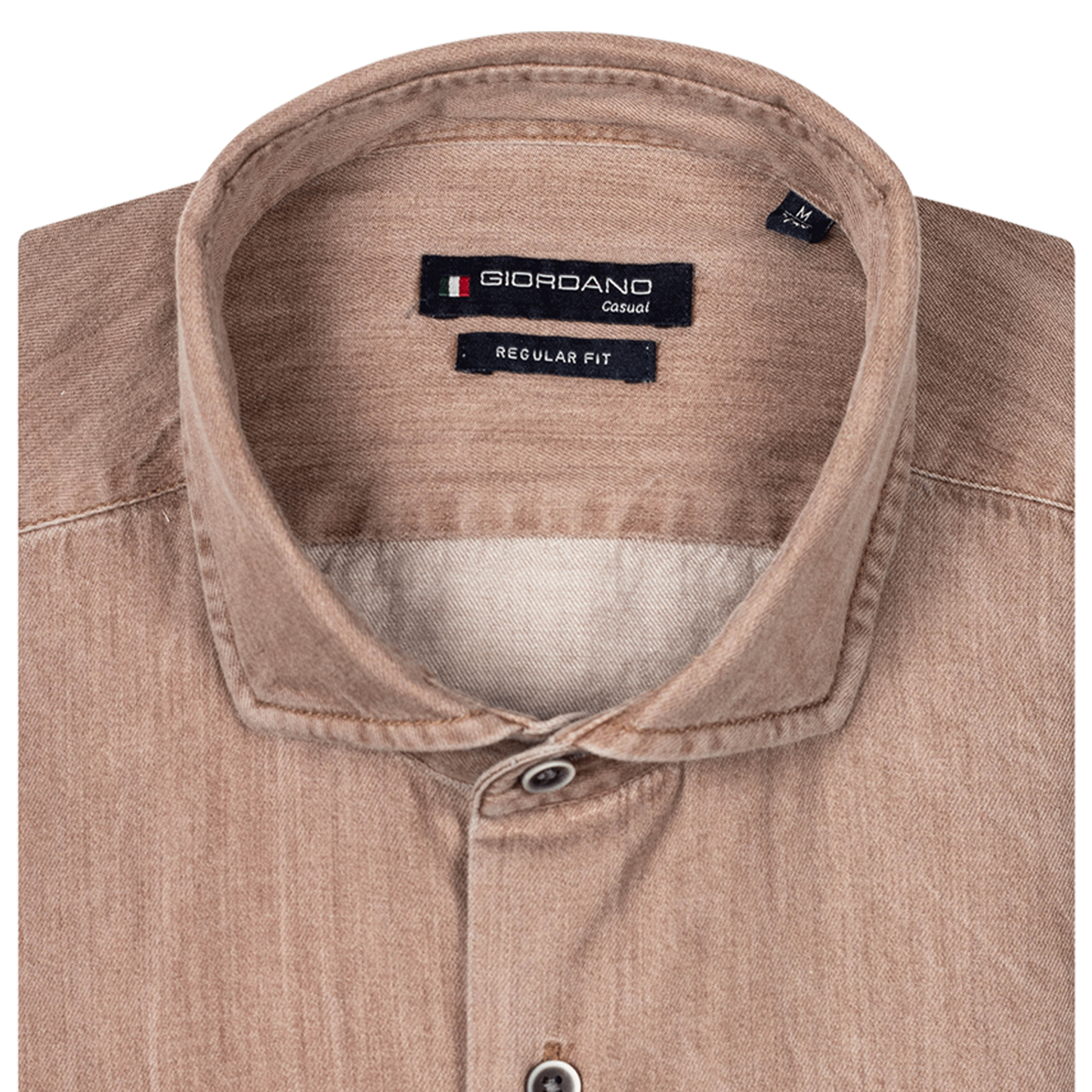 Giordano Men's Long Sleeve Tan Wash Shirt