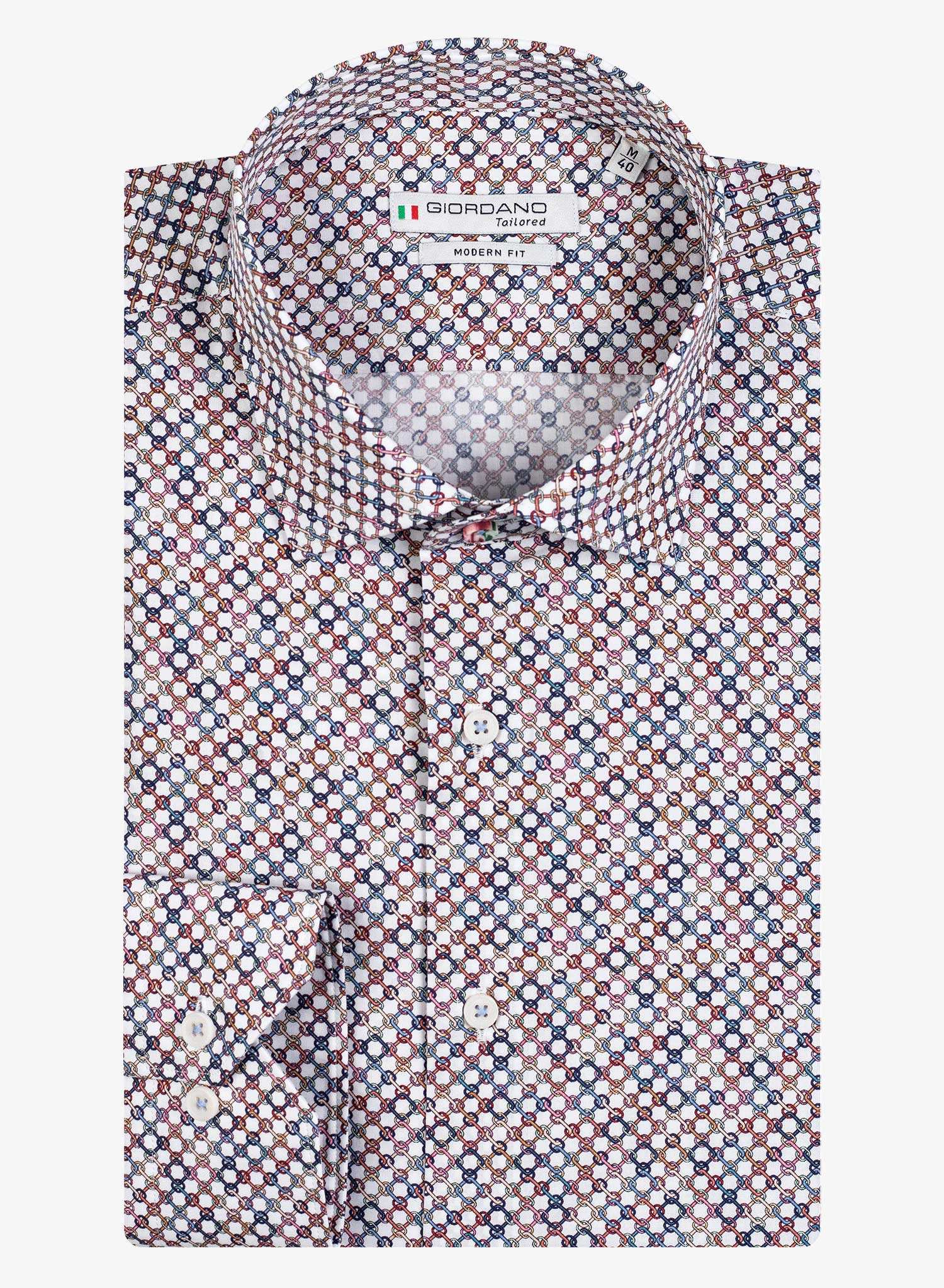 Giordano Multi Colour Shackles Print Long Sleeve Shirt Folded Front