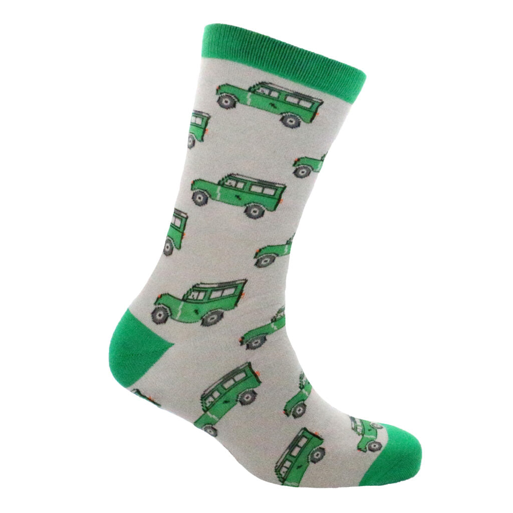 Dalaco Green and Grey Land Vehicle Men’s Cotton Socks