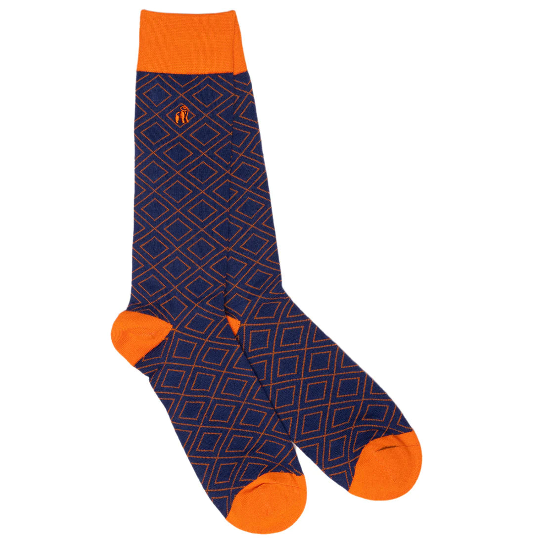 Swole Panda Orange Diamond Bamboo Socks