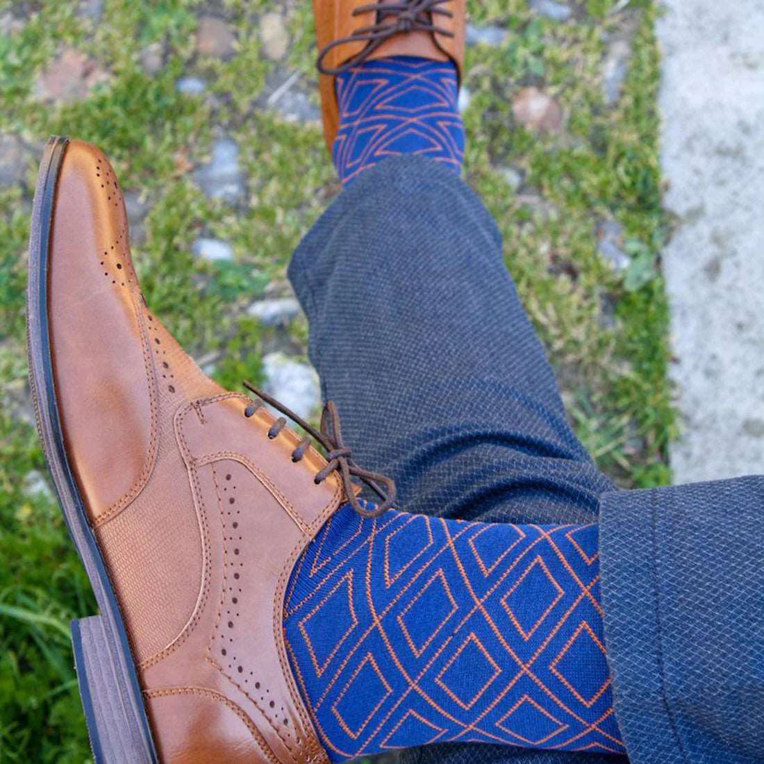 Swole Panda Orange Diamond Bamboo Socks