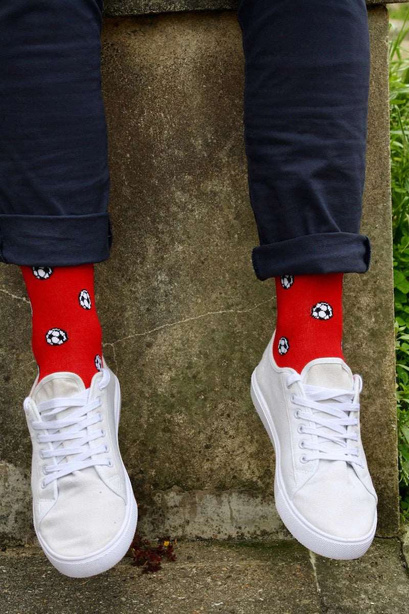 Red Football Bamboo Socks