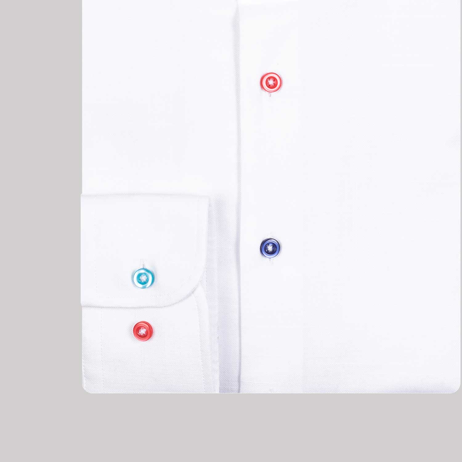 Giordano White Cotton Long Sleeve with Multi Colour Buttons Folded Front cropped to show cuff
