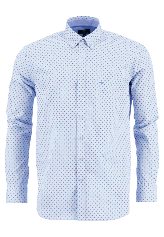 Fynch-Hatton Flower Print Blue Long Sleeve Shirt