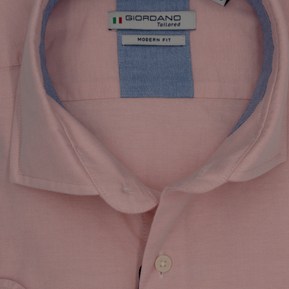 Giordano Oxford Plain Pink Long Sleeve Shirt