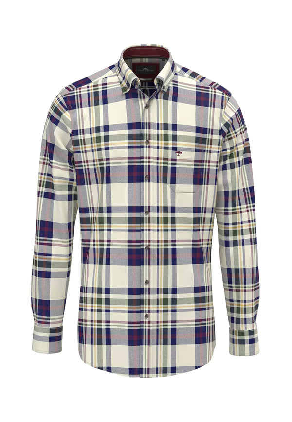 Fynch Hatton Men's Shirt Long Sleeve Casual Fit Colourful Checked