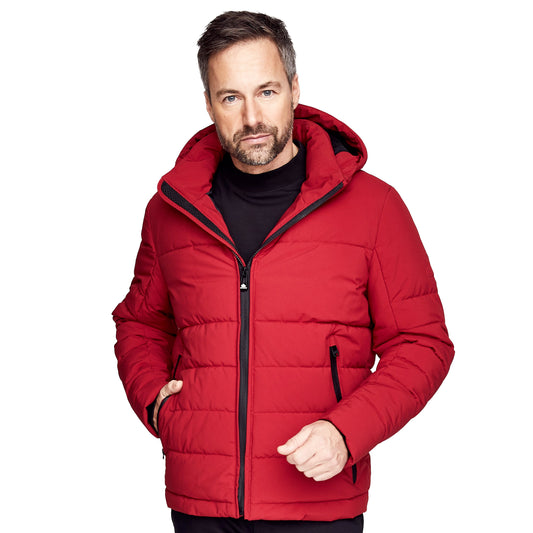 New Canadian Men's Red Padded Coat with Detachable Hood