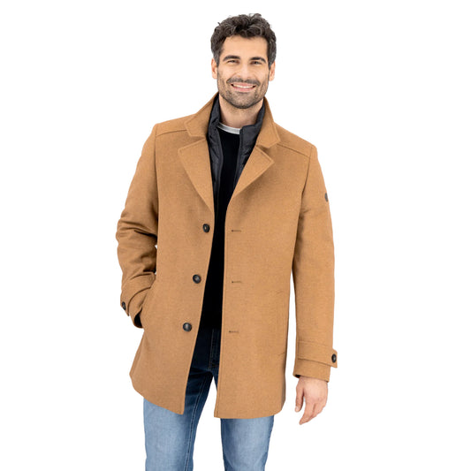 Fynch-Hatton Men's Camel Wool Coat with Removable Inlay