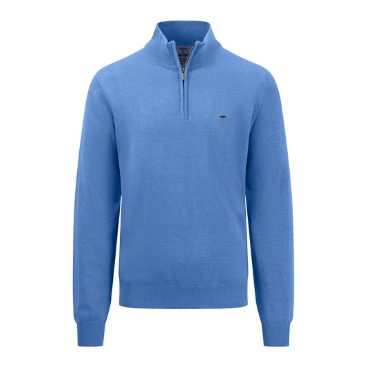 Fynch-Hatton Men's 1/4 Zip Troyer Sweater - Crystal Blue