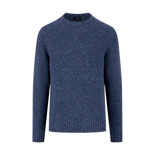 Fynch-Hatton Crew Neck Sweater Navy Donegal knit
