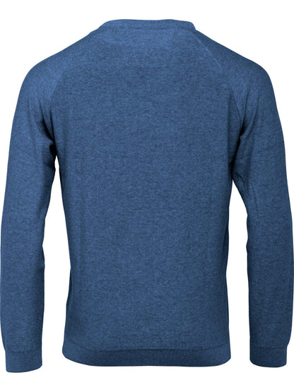 Fynch-Hatton V-Neck Structured Mid Blue Knitwear