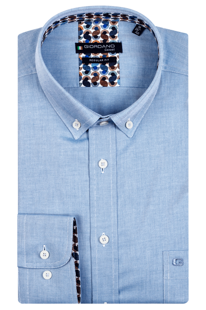 Giordano Blue Twill Long Sleeve Shirt