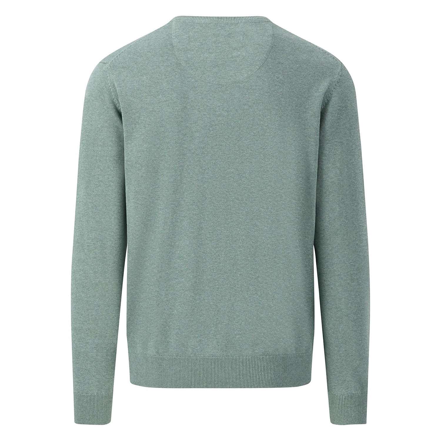Fynch-Hatton Sweater Crew Neck Cotton in Sage Green | Colin Bell