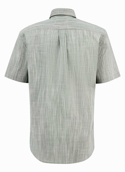 Fynch-Hatton Olive Weave Short Sleeve Shirt