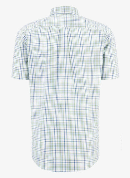 Fynch-Hatton Men's Spring Green Check Shirt Short Sleeve Back