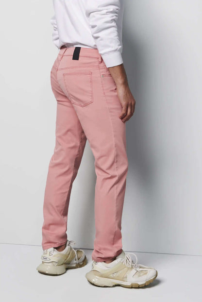Model wearing Meyer M5 Super Stretch Jeans Pink Cropped Back