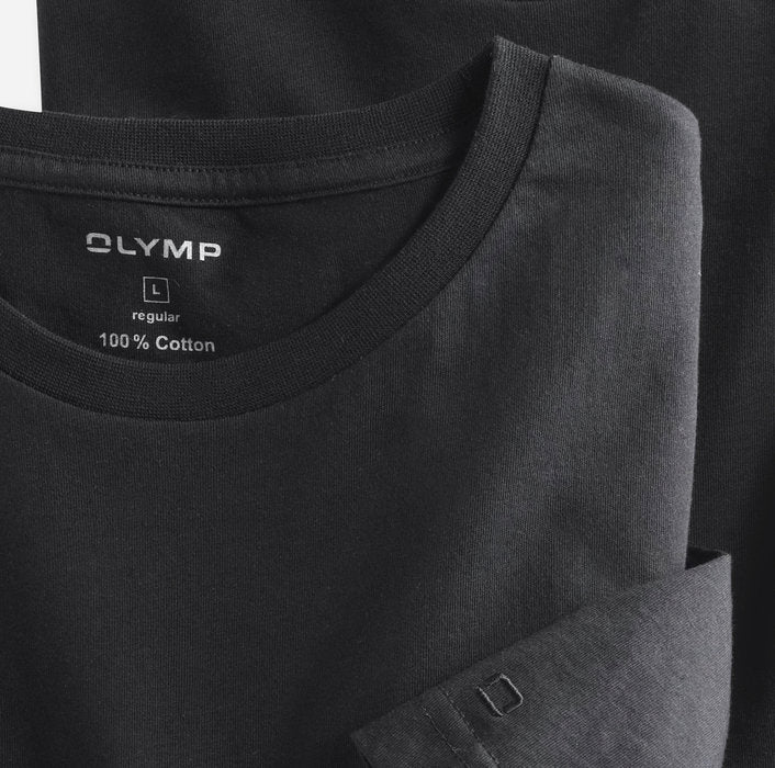 Olymp Men's Black Crew Neck T-Shirt Twin Pack - Classic Essentials