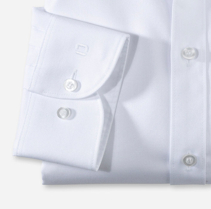 Olymp Level 5 Body Fit Plain Twill Long Sleeve Shirt White