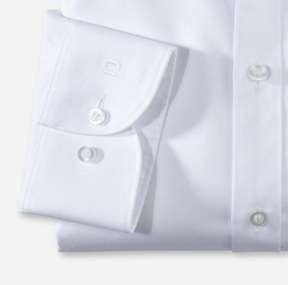 Olymp Level 5 Body Fit Plain Twill Long Sleeve Shirt White
