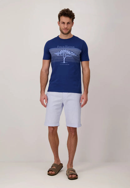 Fynch-Hatton Seersucker Bermuda Shorts Light Blue