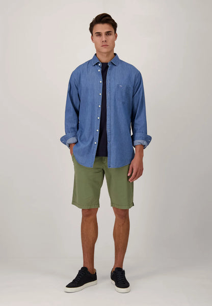 Fynch-Hatton Supersoft Cotton Long Sleeve Denim Shirt Blue