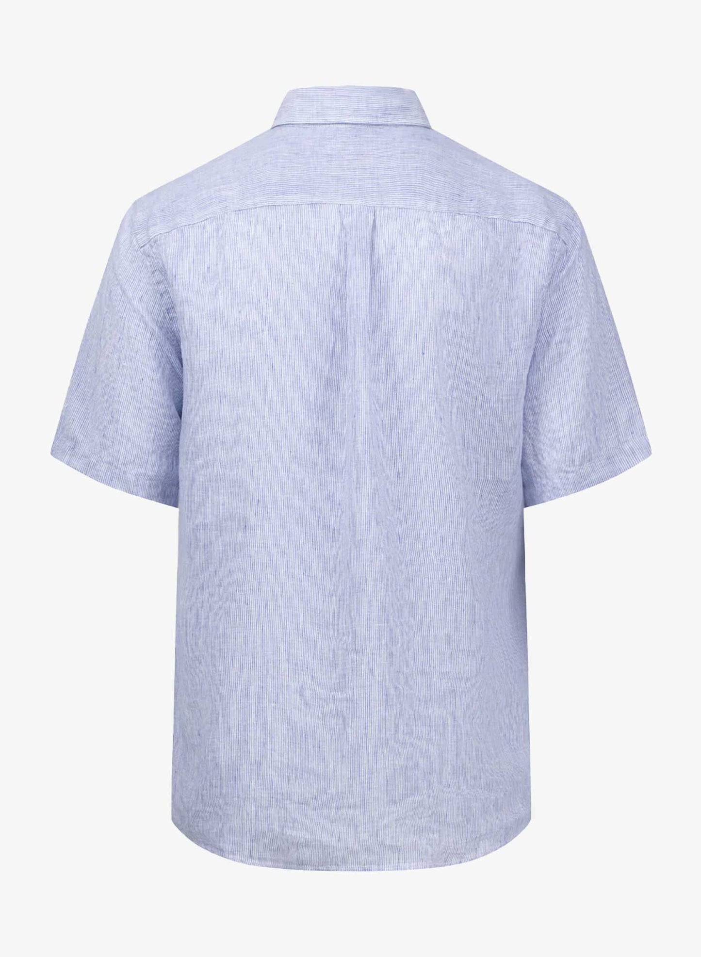 Fynch-Hatton Fine Stripe Pure Linen Short Sleeve Shirt Blue Back