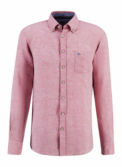 Fynch-Hatton Pure Linen Button Down Collar Long Sleeve Shirt Lilac