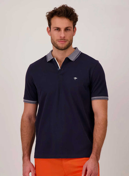 Fynch-Hatton Men's Navy Two Tone Collar Polo Shirt