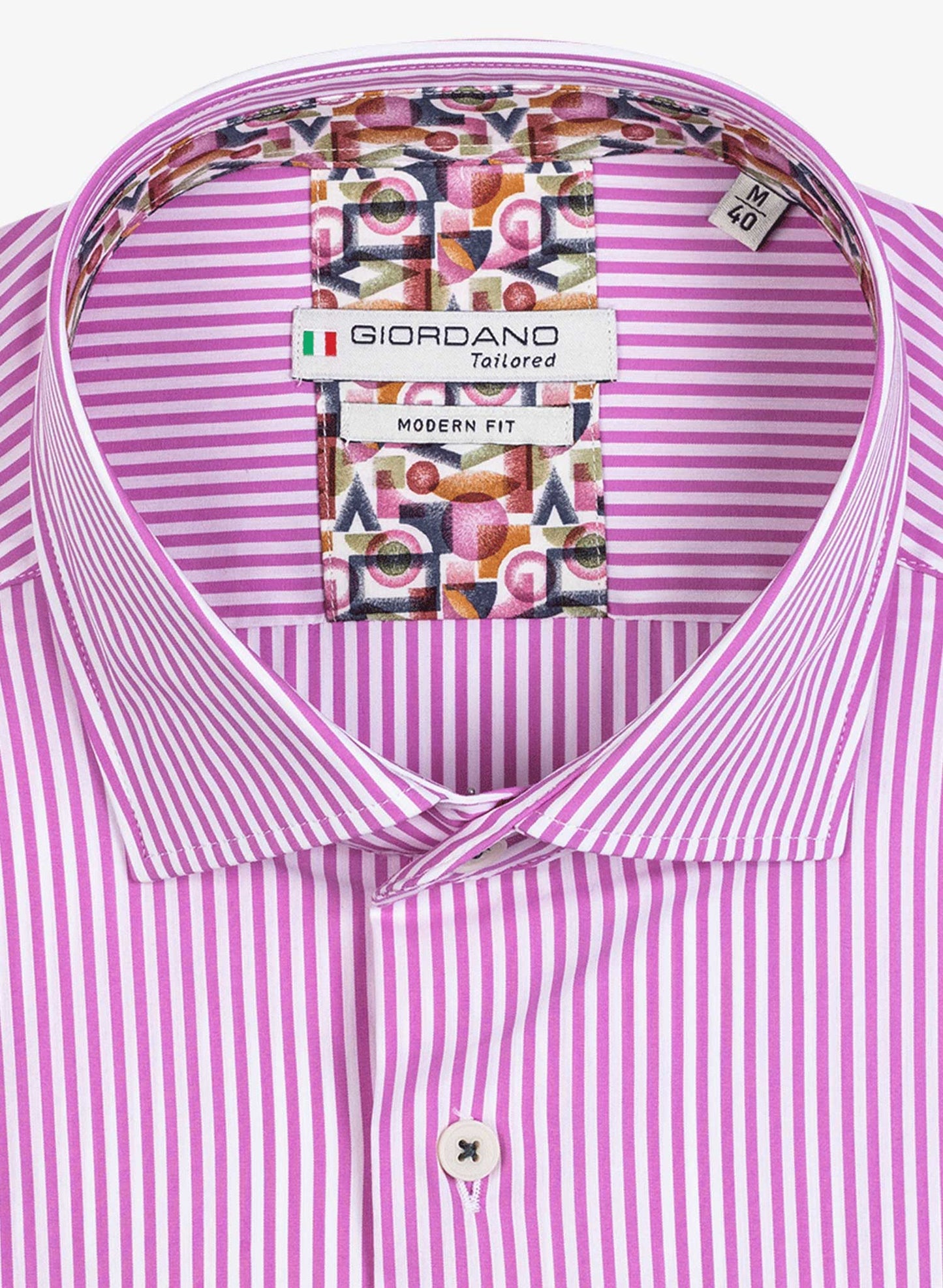 Giordano Long Sleeve Shirt Small Pink Stripe
