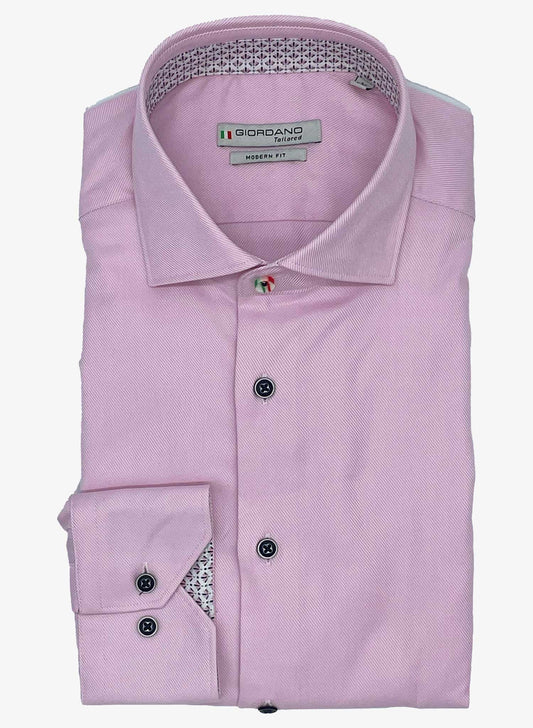 Giordano Modern Fit Pink Button Down Long Sleeve Shirt with Twill