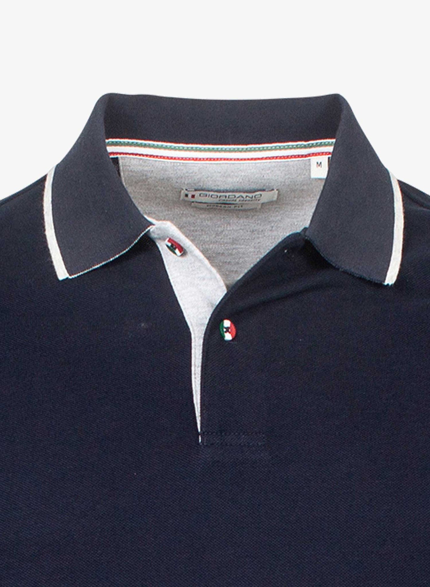 Giordano Supima Cotton Signature Polo Shirt Navy Blue Cropped to Show Collar