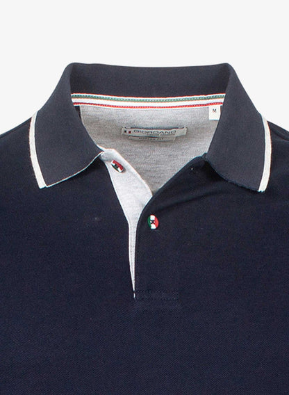 Giordano Supima Cotton Signature Polo Shirt Navy Blue Cropped to Show Collar