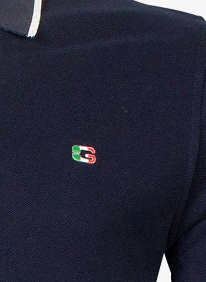 Giordano Supima Cotton Signature Polo Shirt Navy Blue Cropped to Show badge