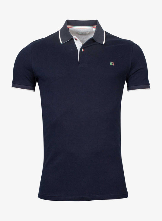 Giordano Supima Cotton Signature Polo Shirt Navy Blue Front