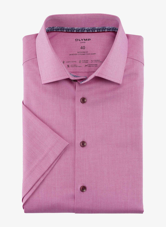 Olymp Luxor Modern Fit Short Sleeve Shirt Pink