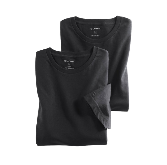 Olymp Men's Black Crew Neck T-Shirt Twin Pack - Classic Essentials